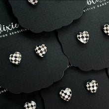 Load image into Gallery viewer, Checkered Heart Earrings
